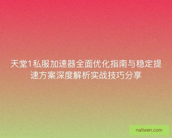 天堂1私服加速器全面优化指南与稳定提速方案深度解析实战技巧分享